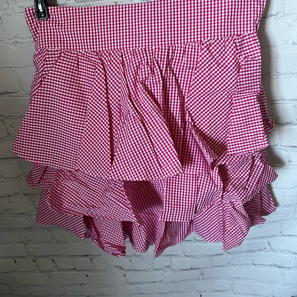 Scripted Gingham Tiered Ruffled Mini Skirt - Picture 10 of 11